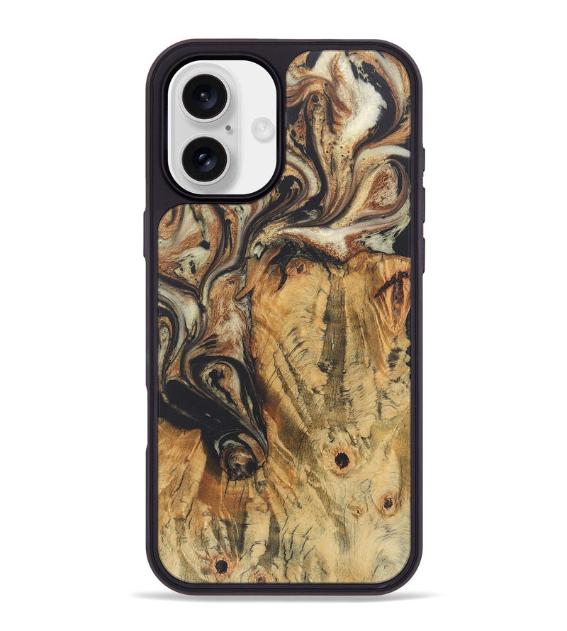 iPhone 16 Plus Wood+Resin Phone Case - Nikolas (Black & White, 722181)