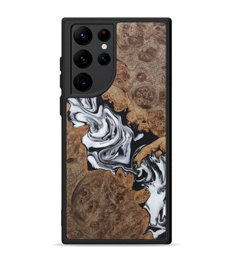 Galaxy S22 Ultra Wood+Resin Phone Case - Jenifer (Black & White, 722182)