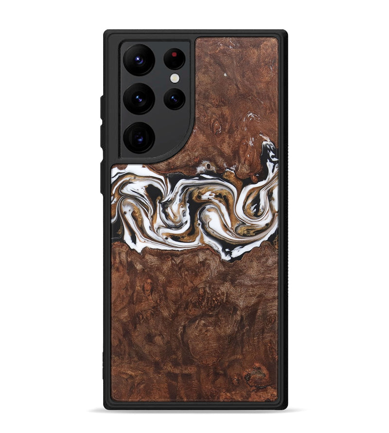 Galaxy S22 Ultra Wood+Resin Phone Case - Denzel (Black & White, 722183)