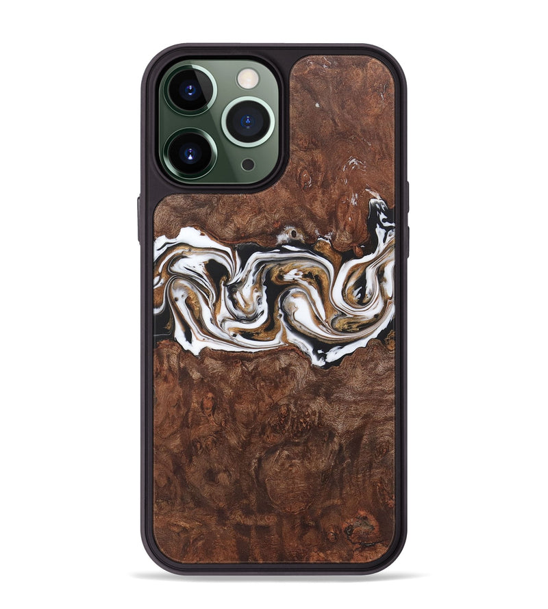 iPhone 13 Pro Max Wood+Resin Phone Case - Denzel (Black & White, 722183)