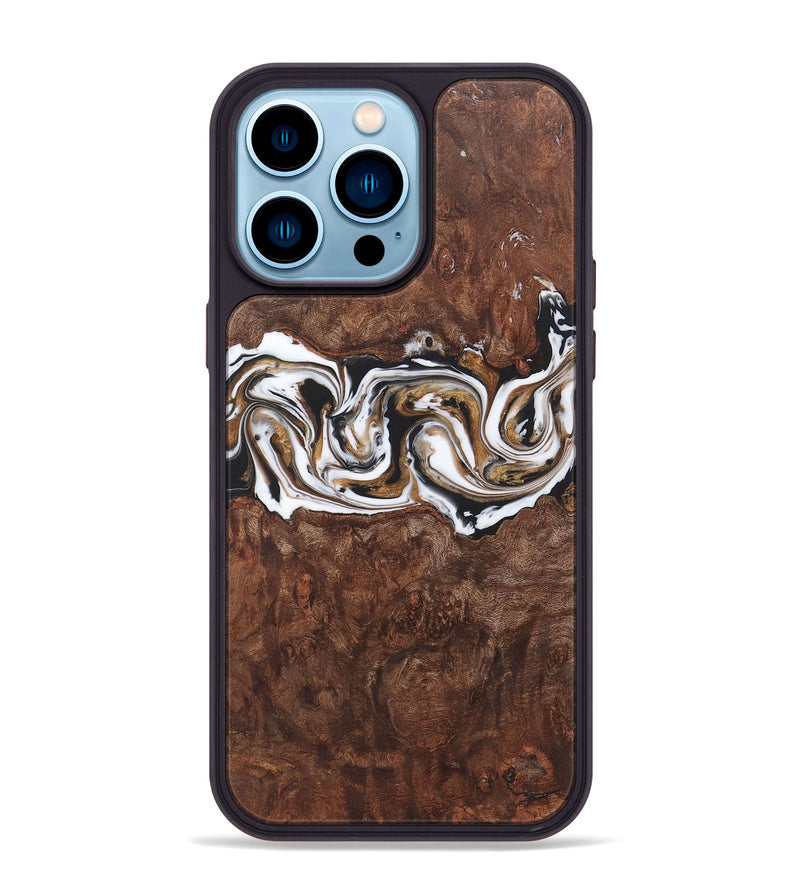 iPhone 14 Pro Max Wood+Resin Phone Case - Denzel (Black & White, 722183)