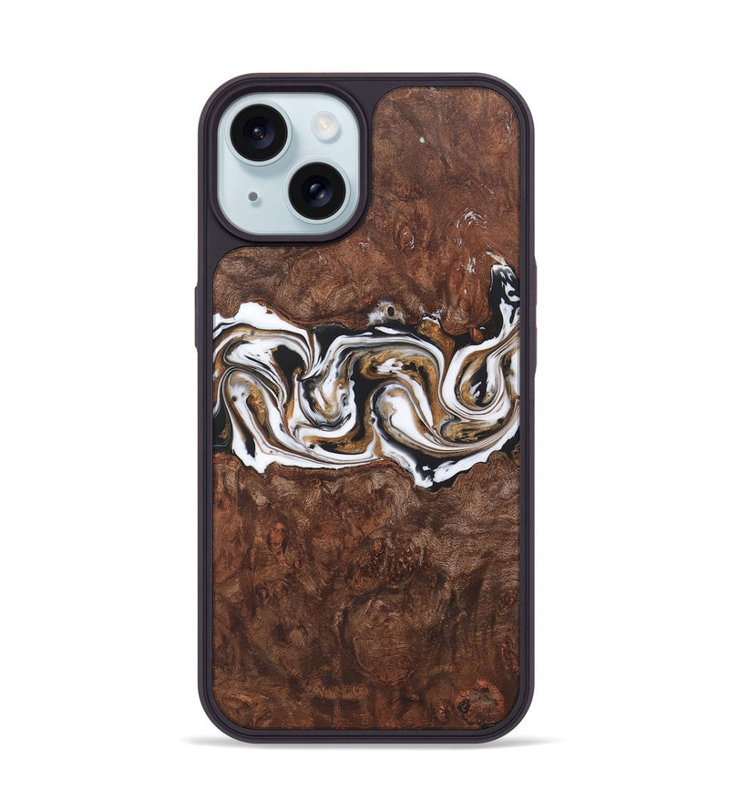 iPhone 15 Wood+Resin Phone Case - Denzel (Black & White, 722183)