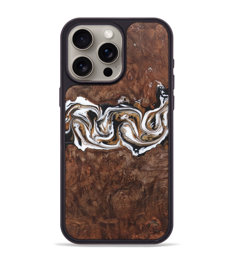 iPhone 15 Pro Max Wood+Resin Phone Case - Denzel (Black & White, 722183)