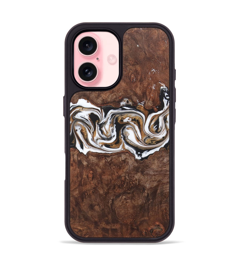 iPhone 16 Wood+Resin Phone Case - Denzel (Black & White, 722183)