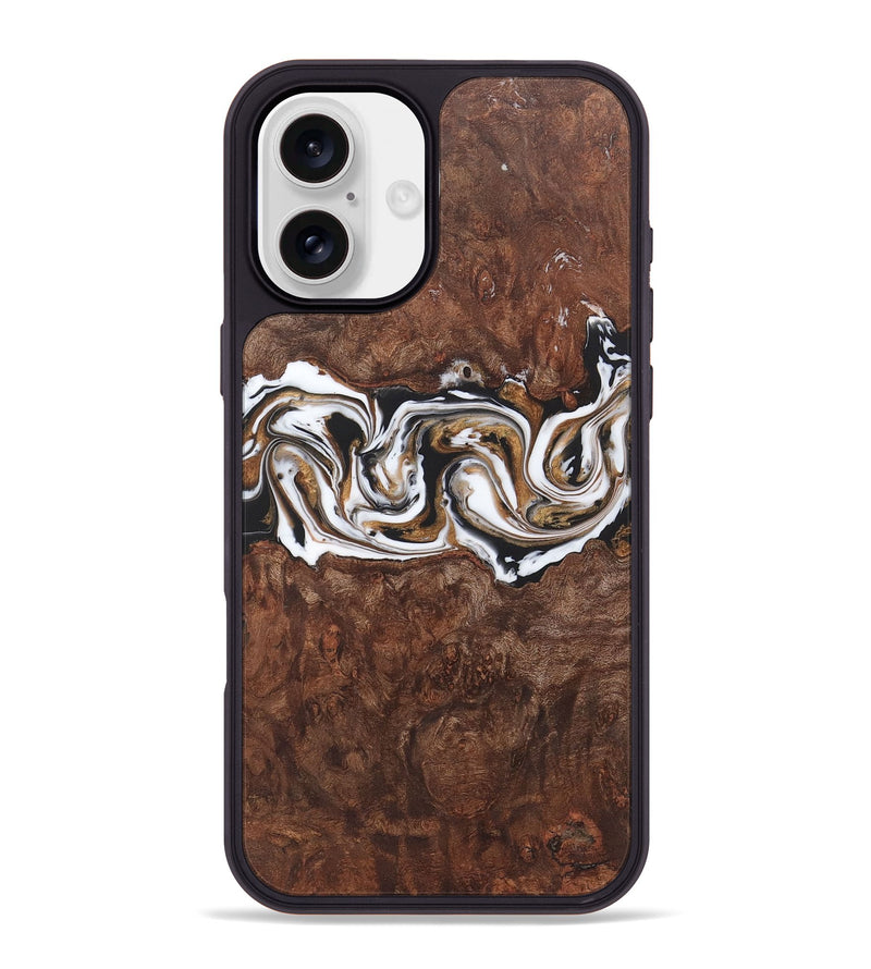 iPhone 16 Plus Wood+Resin Phone Case - Denzel (Black & White, 722183)