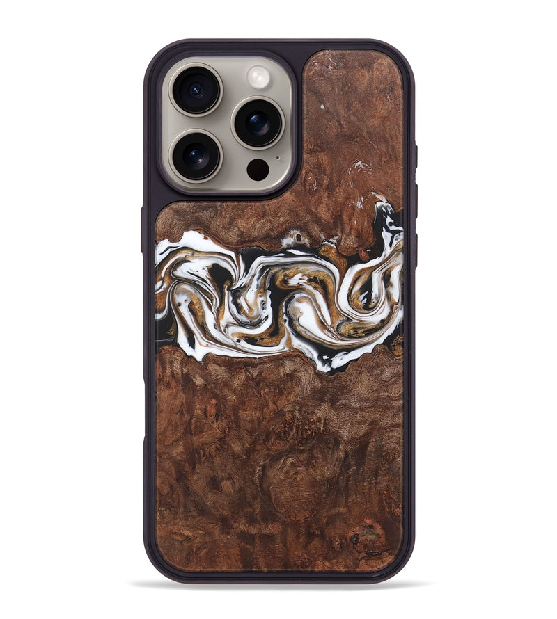 iPhone 16 Pro Max Wood+Resin Phone Case - Denzel (Black & White, 722183)