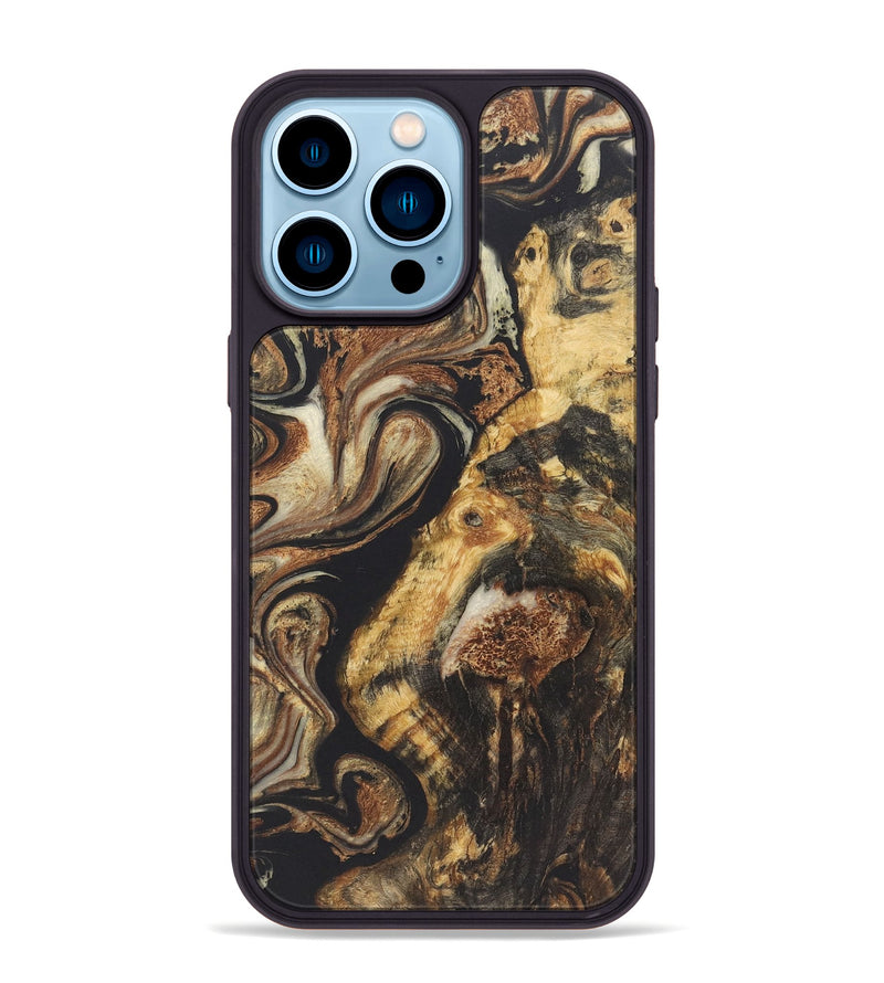 iPhone 14 Pro Max Wood+Resin Phone Case - Brock (Black & White, 722184)