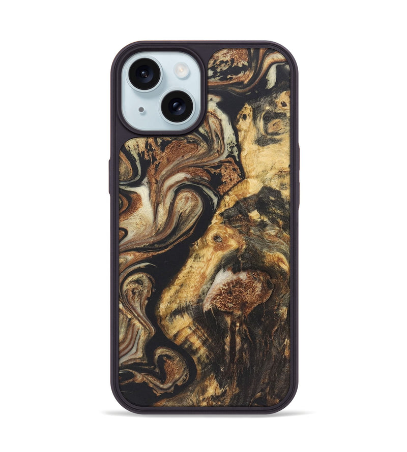 iPhone 15 Wood+Resin Phone Case - Brock (Black & White, 722184)