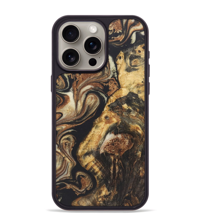 iPhone 15 Pro Max Wood+Resin Phone Case - Brock (Black & White, 722184)