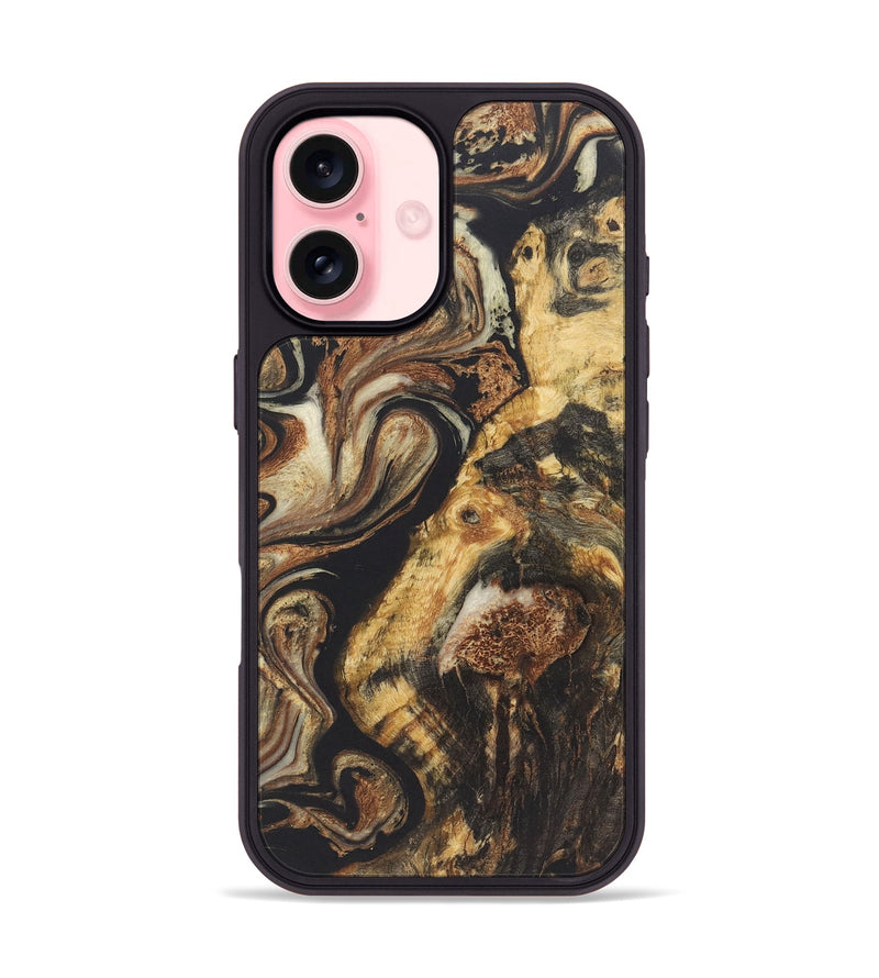 iPhone 16 Wood+Resin Phone Case - Brock (Black & White, 722184)