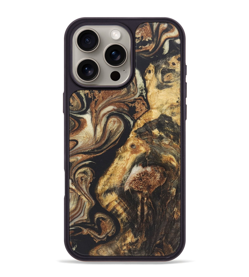 iPhone 16 Pro Max Wood+Resin Phone Case - Brock (Black & White, 722184)