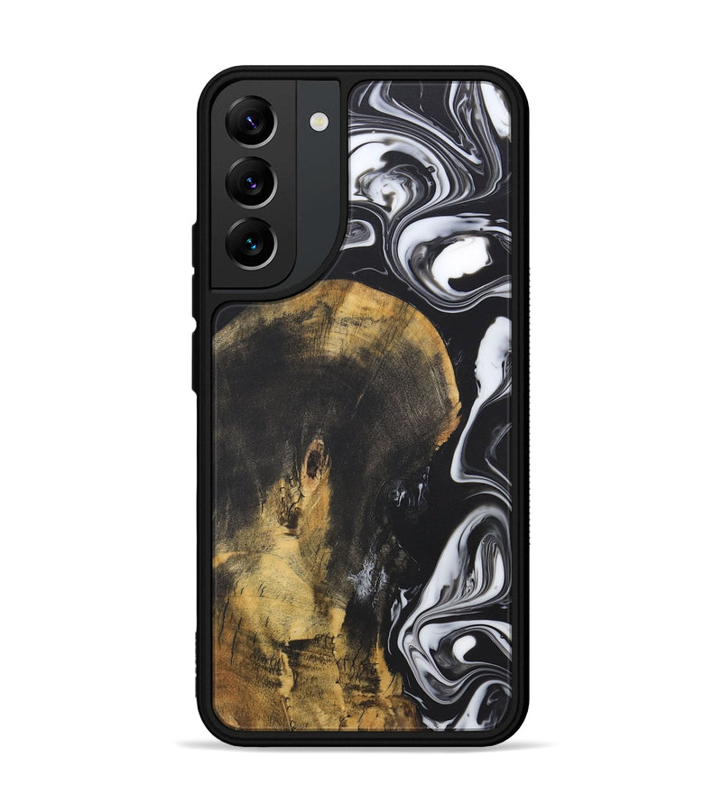 Galaxy S22 Plus Wood+Resin Phone Case - Joni (Black & White, 722185)