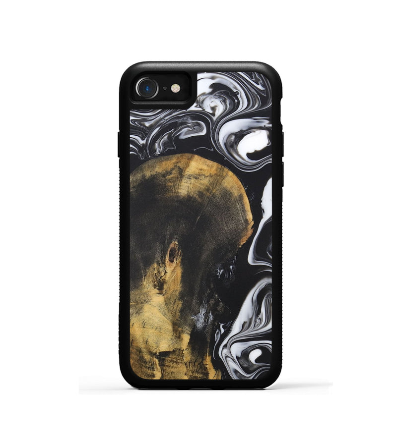 iPhone SE Wood+Resin Phone Case - Joni (Black & White, 722185)