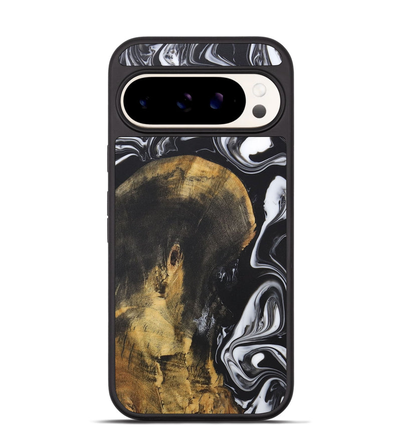 Pixel 9 Wood+Resin Phone Case - Joni (Black & White, 722185)