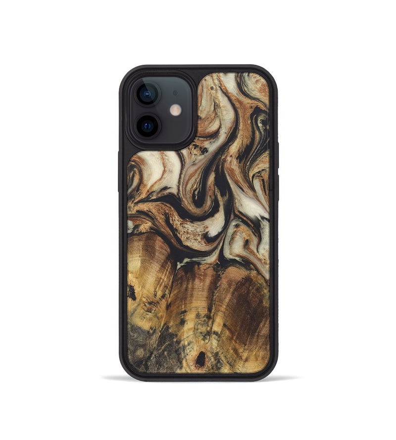 iPhone 12 mini Wood+Resin Phone Case - Sheryl (Black & White, 722186)