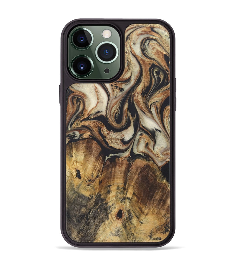 iPhone 13 Pro Max Wood+Resin Phone Case - Sheryl (Black & White, 722186)