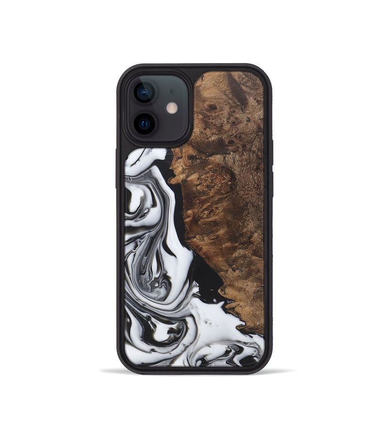 iPhone 12 mini Wood+Resin Phone Case - Braelynn (Black & White, 722187)