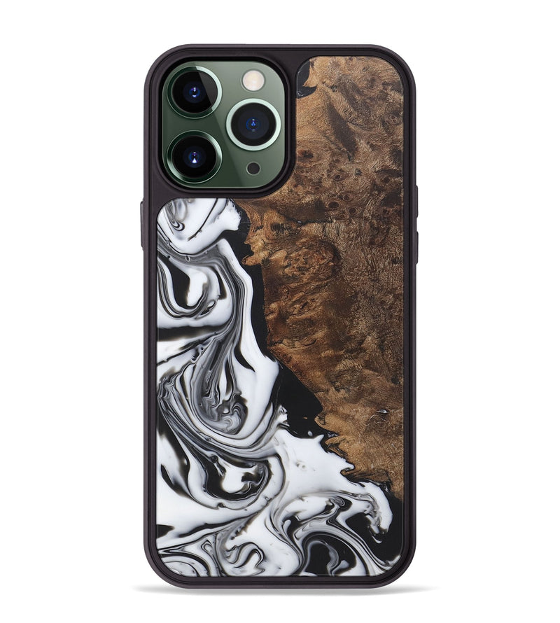 iPhone 13 Pro Max Wood+Resin Phone Case - Braelynn (Black & White, 722187)