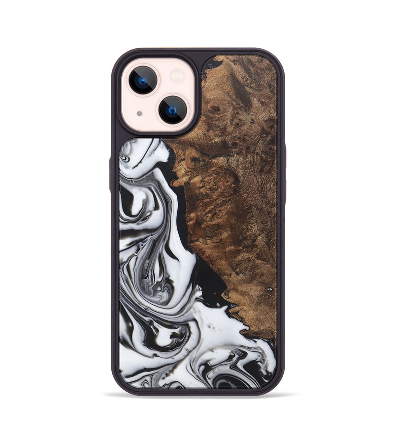 iPhone 14 Wood+Resin Phone Case - Braelynn (Black & White, 722187)