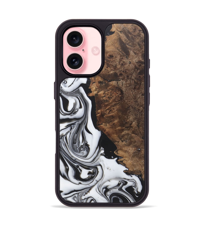 iPhone 16 Wood+Resin Phone Case - Braelynn (Black & White, 722187)