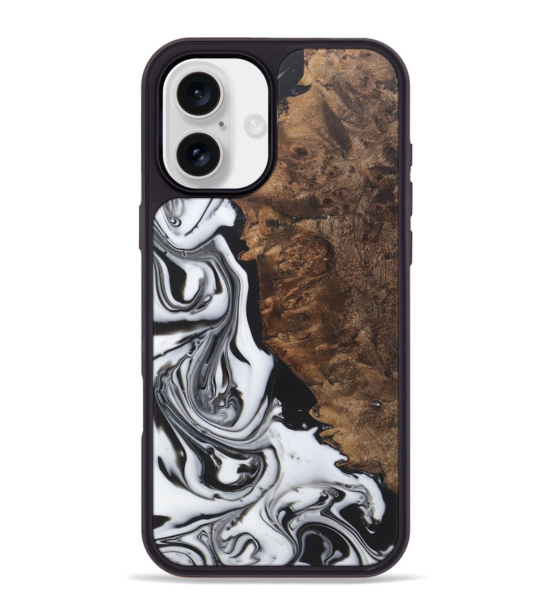 iPhone 16 Plus Wood+Resin Phone Case - Braelynn (Black & White, 722187)