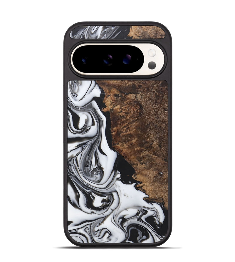 Pixel 9 Wood+Resin Phone Case - Braelynn (Black & White, 722187)