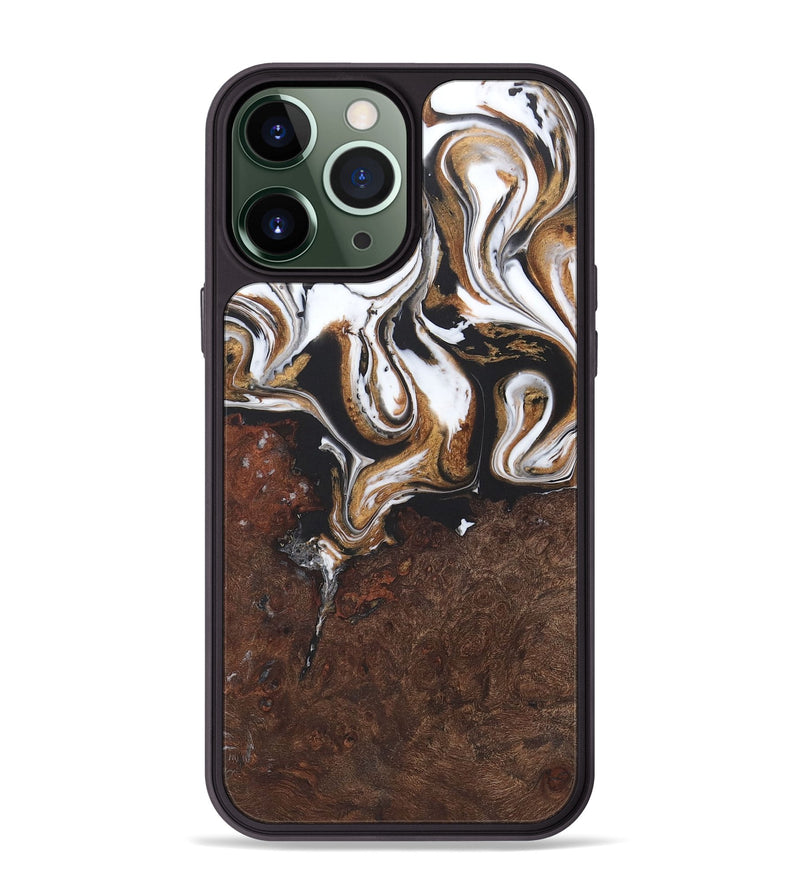 iPhone 13 Pro Max Wood+Resin Phone Case - Don (Black & White, 722188)