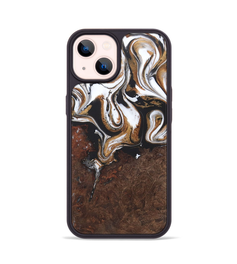 iPhone 14 Wood+Resin Phone Case - Don (Black & White, 722188)