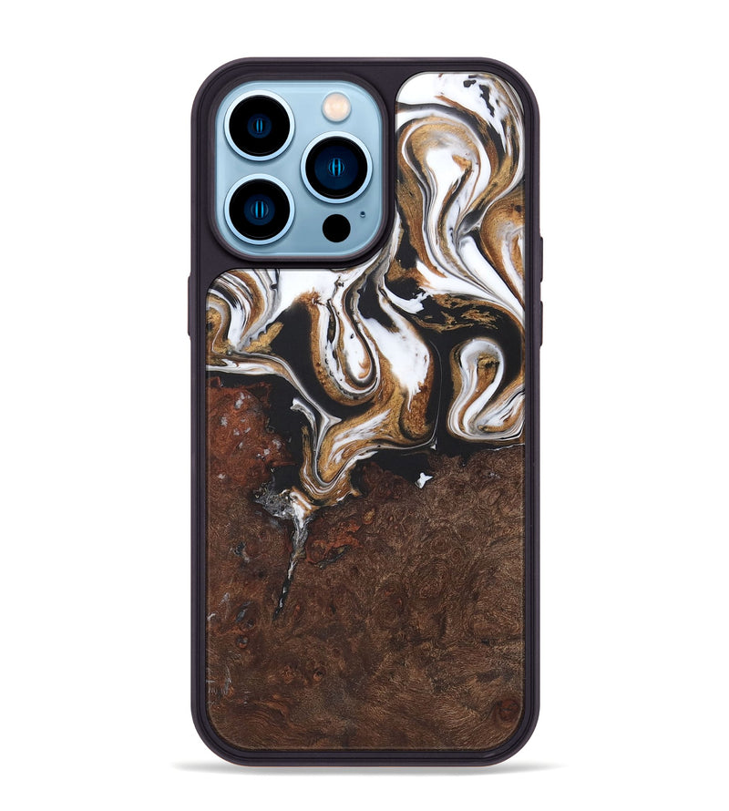 iPhone 14 Pro Max Wood+Resin Phone Case - Don (Black & White, 722188)