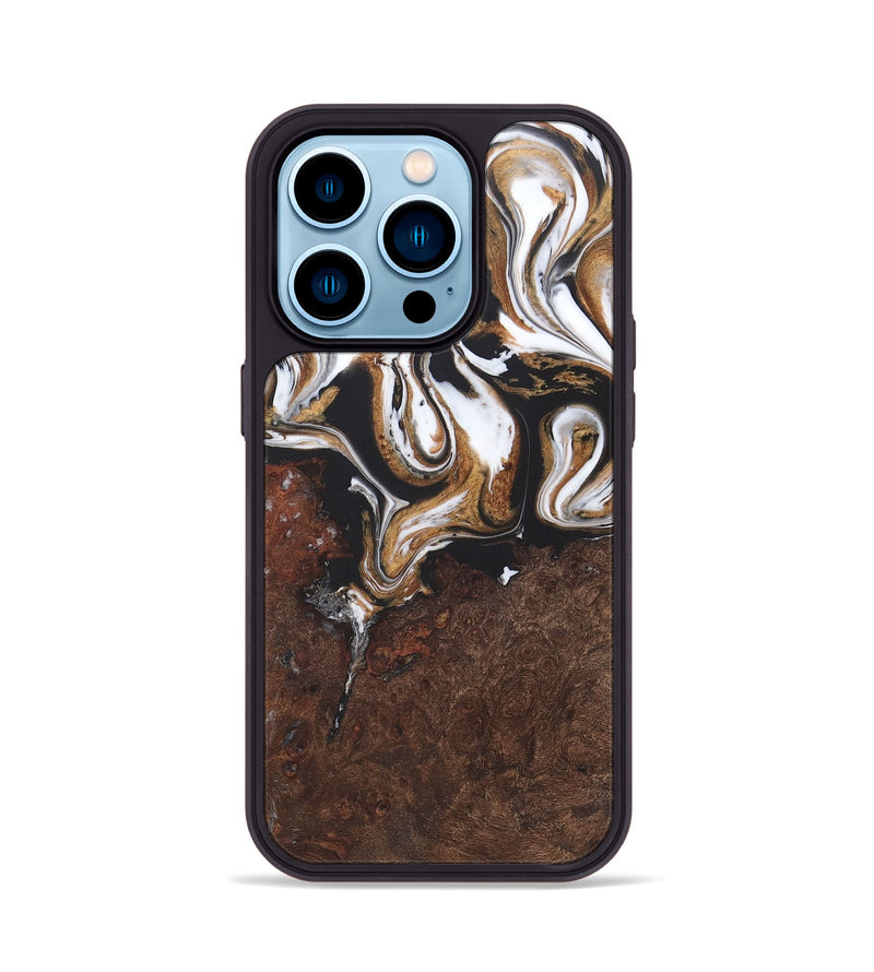 iPhone 14 Pro Wood+Resin Phone Case - Don (Black & White, 722188)