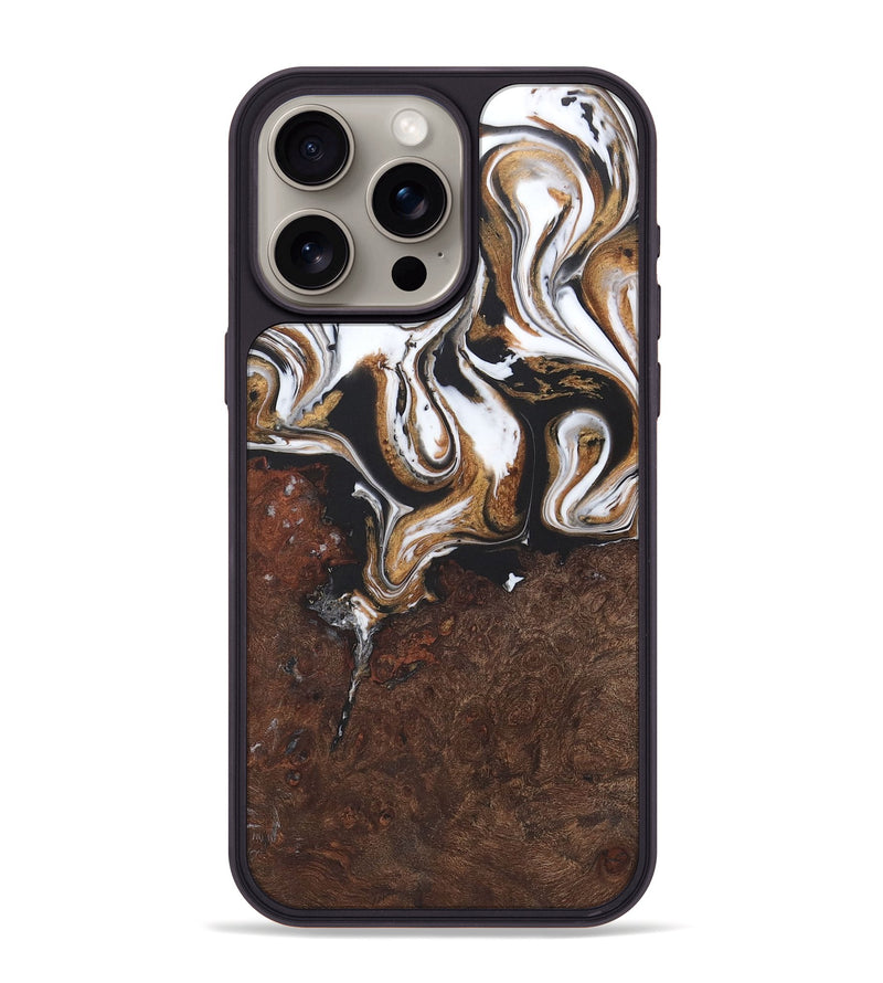 iPhone 15 Pro Max Wood+Resin Phone Case - Don (Black & White, 722188)