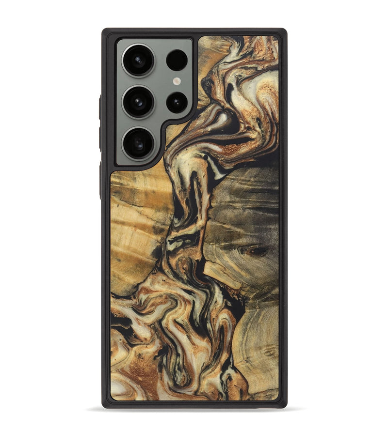 Galaxy S23 Ultra Wood+Resin Phone Case - Amanda (Black & White, 722189)