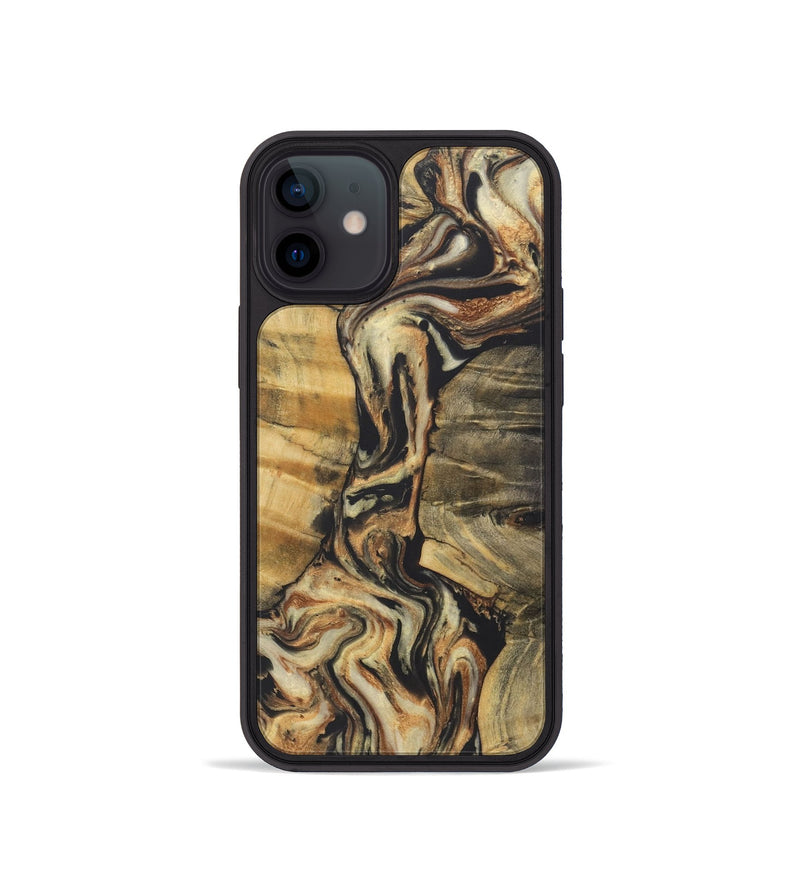 iPhone 12 mini Wood+Resin Phone Case - Amanda (Black & White, 722189)