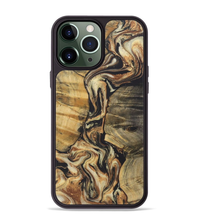 iPhone 13 Pro Max Wood+Resin Phone Case - Amanda (Black & White, 722189)