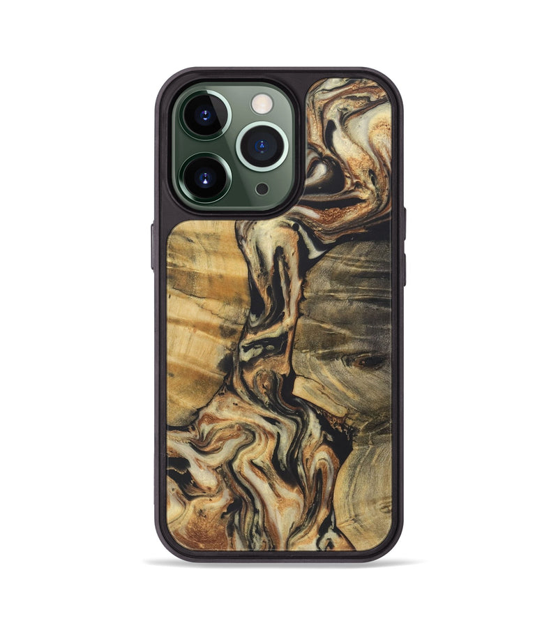 iPhone 13 Pro Wood+Resin Phone Case - Amanda (Black & White, 722189)