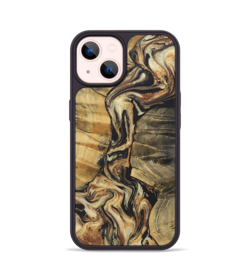 iPhone 14 Wood+Resin Phone Case - Amanda (Black & White, 722189)