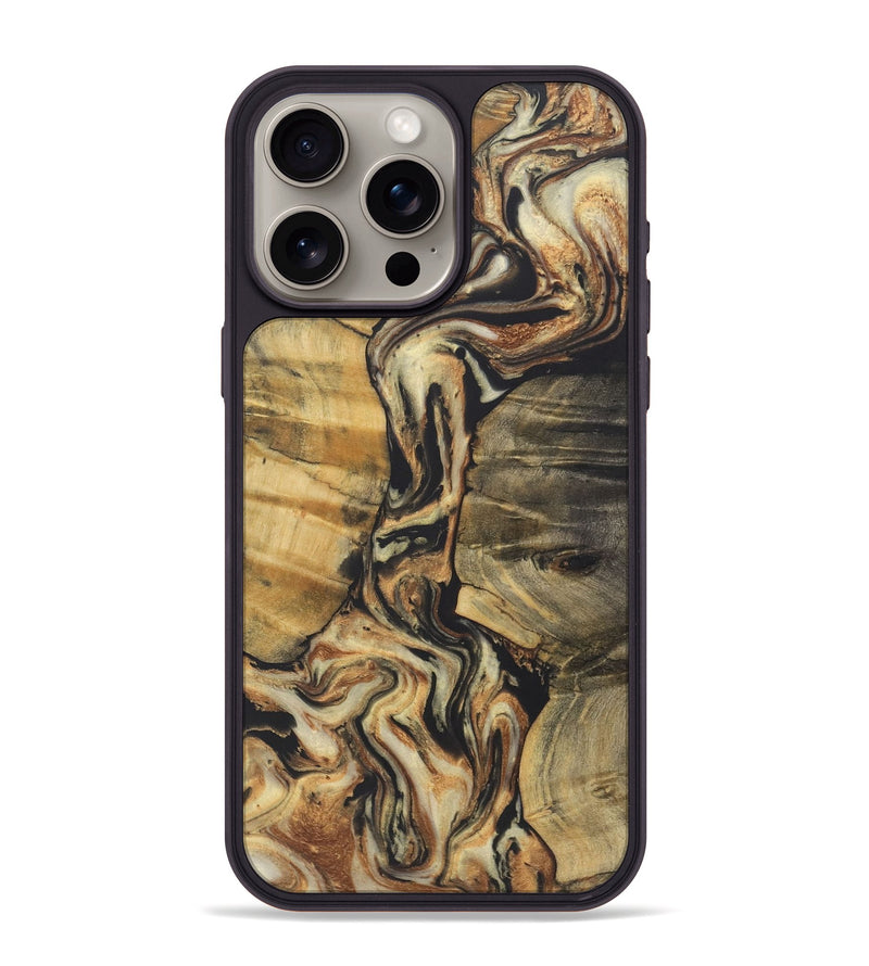 iPhone 15 Pro Max Wood+Resin Phone Case - Amanda (Black & White, 722189)