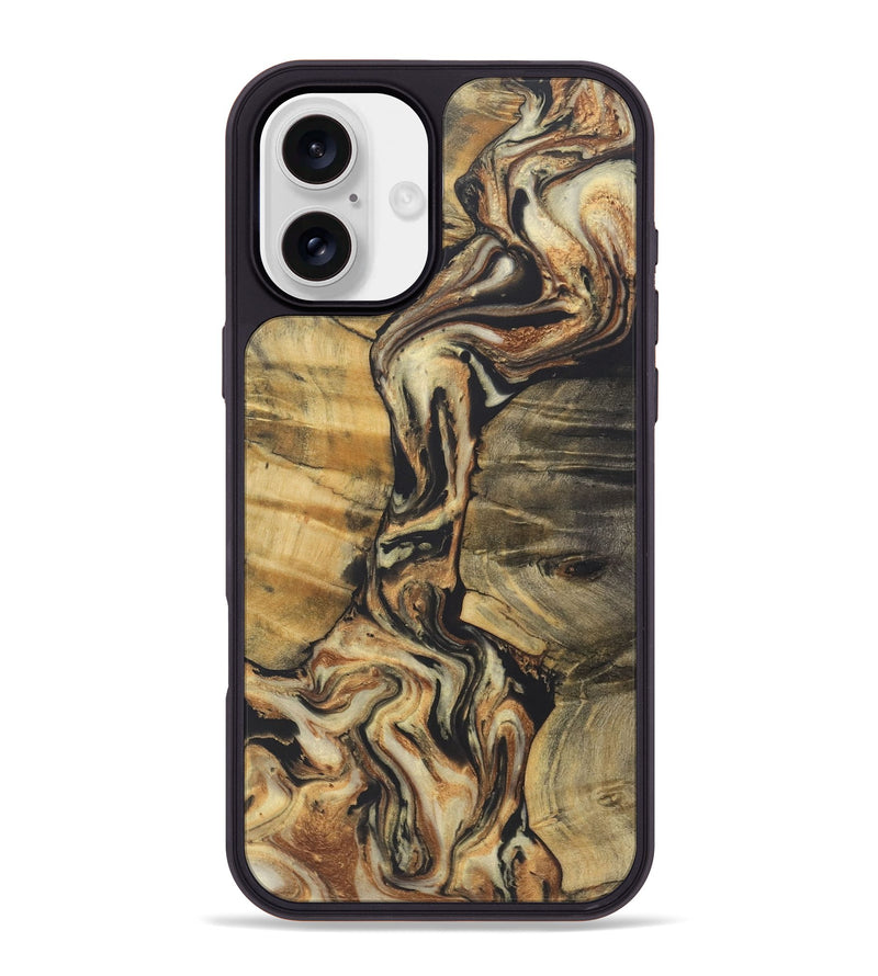 iPhone 16 Plus Wood+Resin Phone Case - Amanda (Black & White, 722189)