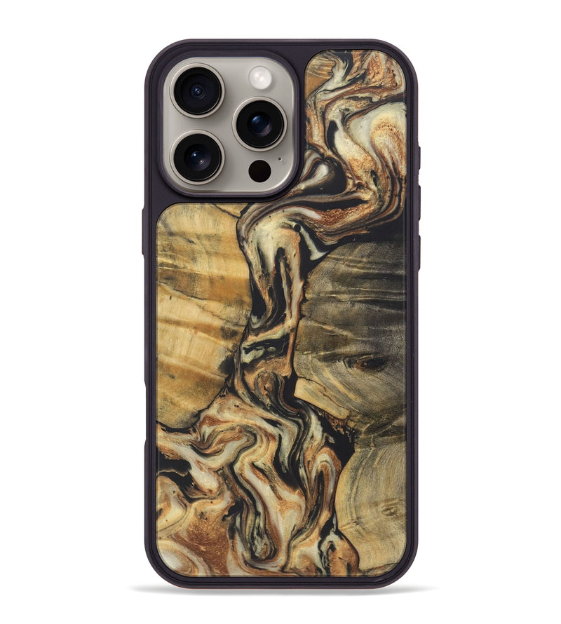 iPhone 16 Pro Max Wood+Resin Phone Case - Amanda (Black & White, 722189)