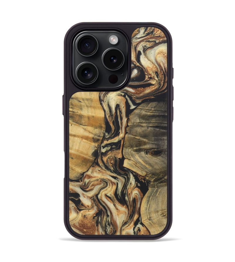 iPhone 16 Pro Wood+Resin Phone Case - Amanda (Black & White, 722189)