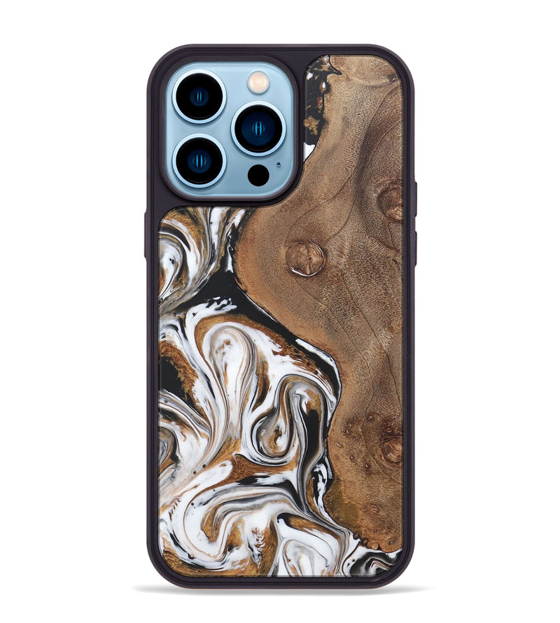 iPhone 14 Pro Max Wood+Resin Phone Case - Dulce (Black & White, 722190)