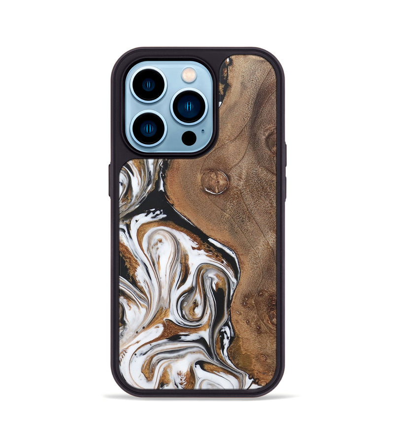 iPhone 14 Pro Wood+Resin Phone Case - Dulce (Black & White, 722190)