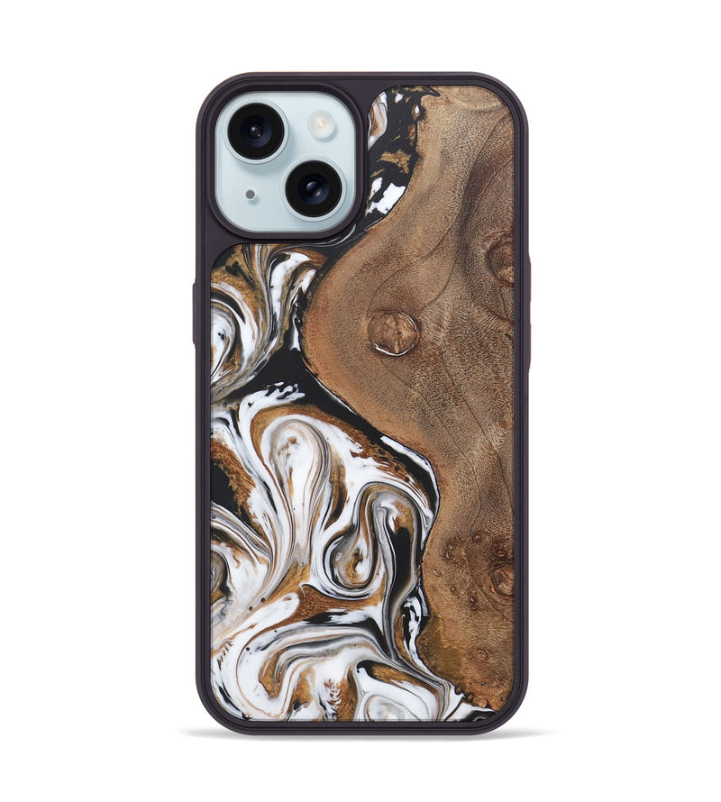 iPhone 15 Wood+Resin Phone Case - Dulce (Black & White, 722190)