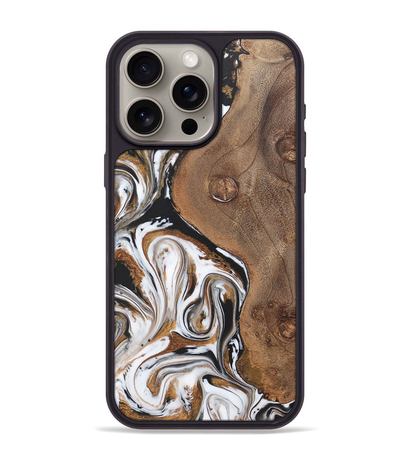 iPhone 15 Pro Max Wood+Resin Phone Case - Dulce (Black & White, 722190)