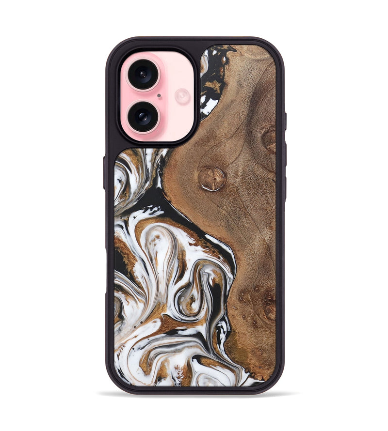 iPhone 16 Wood+Resin Phone Case - Dulce (Black & White, 722190)