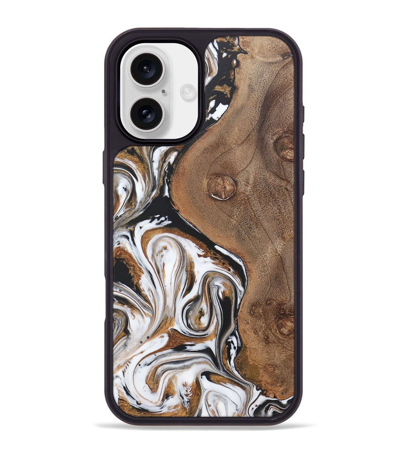 iPhone 16 Plus Wood+Resin Phone Case - Dulce (Black & White, 722190)