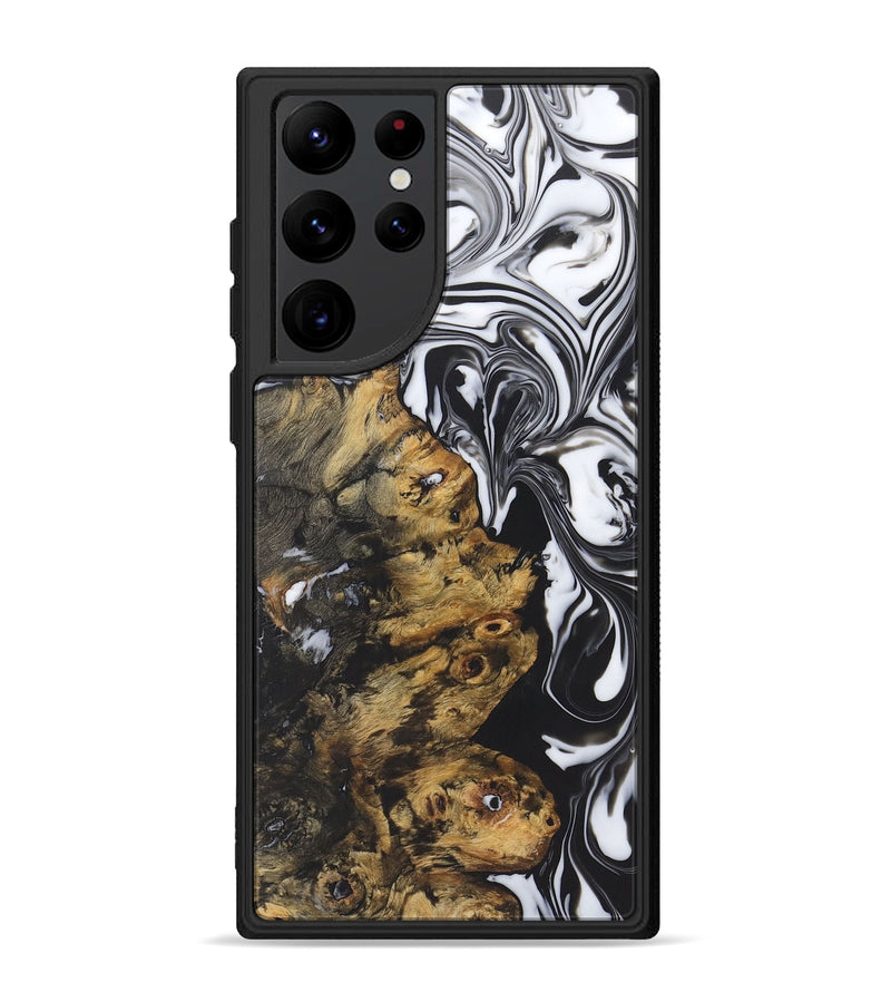 Galaxy S22 Ultra Wood+Resin Phone Case - Abram (Black & White, 722191)