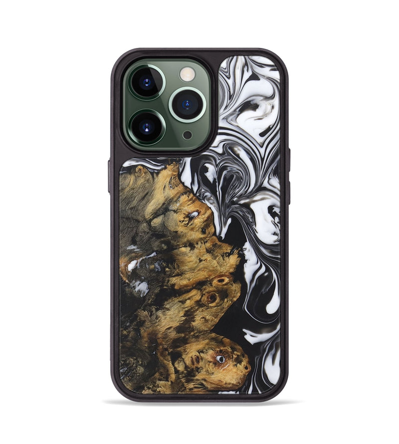 iPhone 13 Pro Wood+Resin Phone Case - Abram (Black & White, 722191)