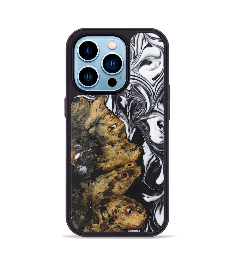 iPhone 14 Pro Wood+Resin Phone Case - Abram (Black & White, 722191)