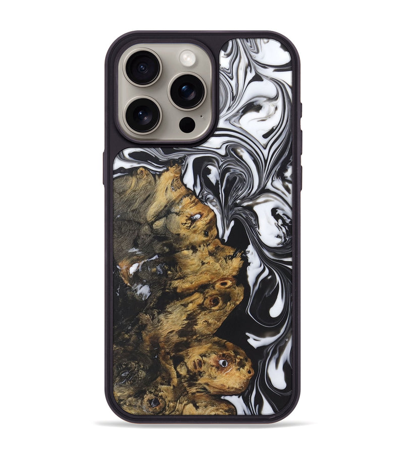 iPhone 15 Pro Max Wood+Resin Phone Case - Abram (Black & White, 722191)